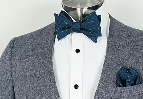Image of Alizeal Mens 2pcs Solid Self-tied Bow Tie Set | Alizeal Mens 2pcs Self-tied Solid /Animal Bow Tie and Pocket Square Set Perfect for Wedding Business Formal Events