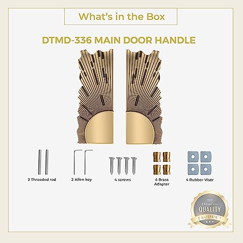 Image of Plantex Pure Brass Door Handle for Main Door /8 Inch Door Handle for Main Door /Pull-Push Antique Door Handle for Home /Office /Hotel (Brass Antique) - 3 Years Warranty