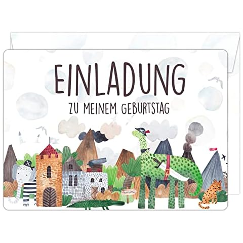 Becker Dinosaur Birthday Invitation Cards with Envelopes Cover