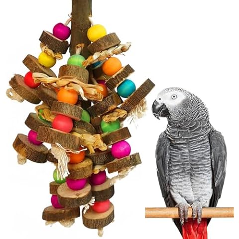 Hyamass Bird Toys, Parrot Toys Natural Peppered Wood Bird Chew Toys for Small and Medium-Sized Parakeet,Cockatiel,Conures,Lovebirds Macaws,African Grey,Cockatoos,Amazon Parrots,Aviary Hanging Toys Cover