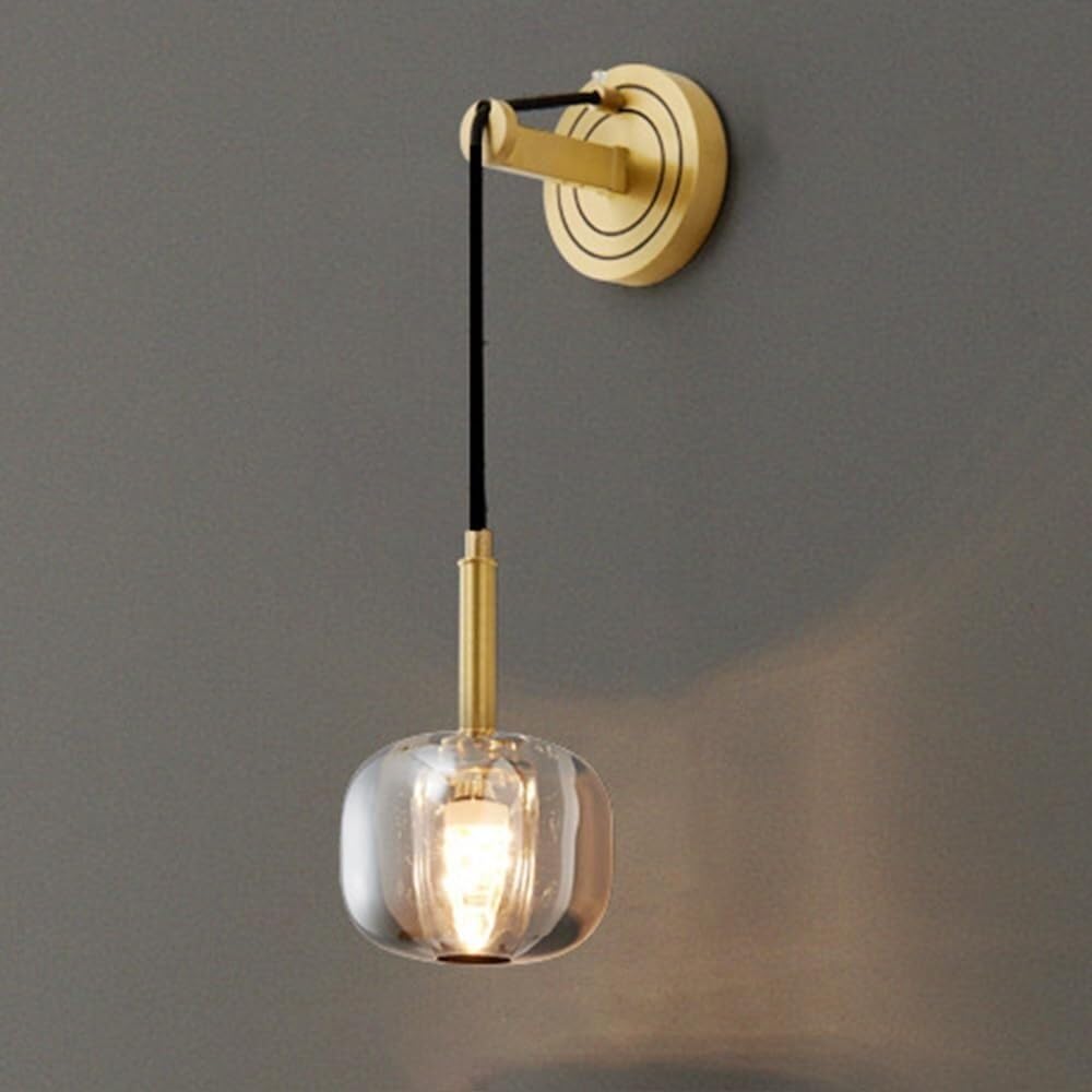 CWCQGH K9 Crystal Wall Lamp PostModern Crystal Wall Sconce, Bedroom Bedside Crystal Wall Light Strip with 60cm Adjustable Hanging Wire, Living Room Hallway Brass Wall Mounted La,Smoke Gray