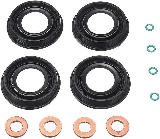 14Pcs/Pack Metal Fuel Injector Seals Washers Rubber O Rings Bolts Fuel Inject Seals Repair Tool for F0RD Transit MK7 2.2 TD-CI