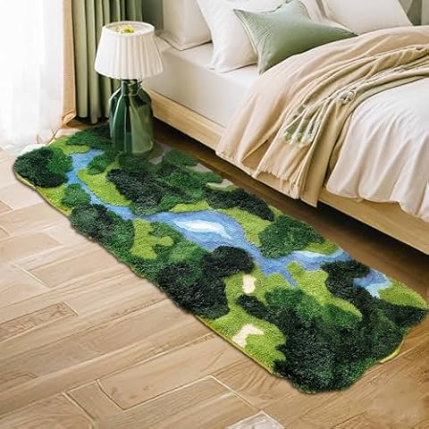 THRILRUG 24"×68" Soft Moss Runner Rug Cover