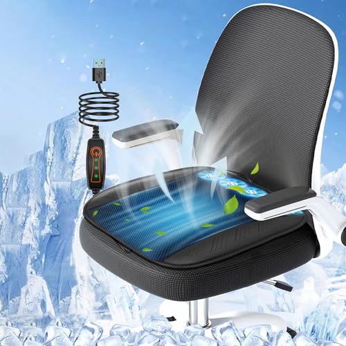 Practisol USB Cooling Seat Cushion for Office Chair Car Cooling Seat Cover Ventilated Car Seat Cooling Pad 5 Fans Summer Breathable Seat Cooler Pad for Cars SUV Trucks Office Chair (Black)