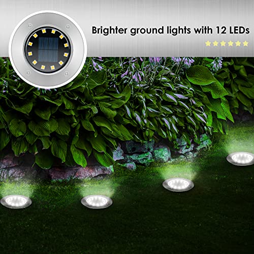 Solpex Solar Lights Outdoor Garden, 12LED Solar Ground Lights, IP65 Waterproof Outdoor Lights Solar Powered, Cold White Solar Garden Lights for Yard Lawn Patio Pathway (4 Pack) - Image 6