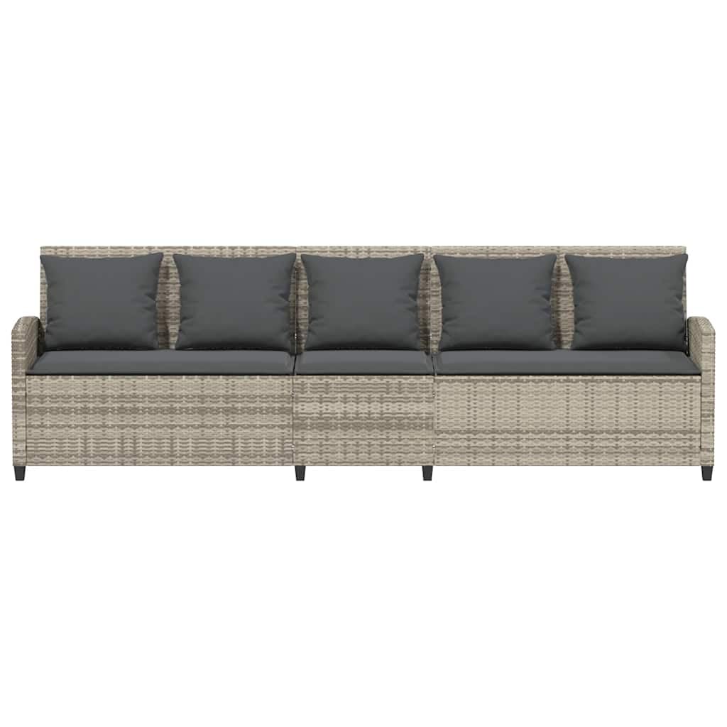 vidaXL Divano da Giardino con Cuscini 5 Posti Grigio Chiaro Polyrattan, Divano da Esterno, Divano da Giardino a 5 posti, Divano da Esterno a 5 posti