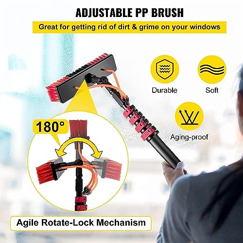 Perche de nettoyage de vitres extensible 5,4 m avec brosse à eau