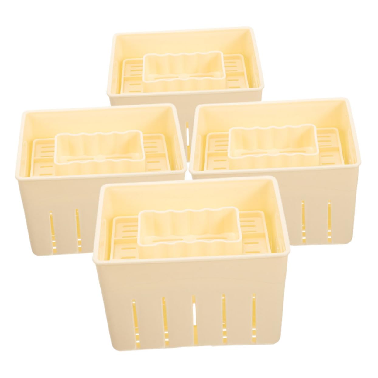 KICHOUSE Pressa Per Formaggio in Legno 4 Pezzi Stampo Per Tofu Domestico Manuale