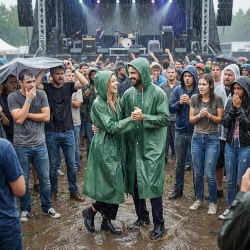 welsberg Regenponcho mit Kapuze, Damen und Herren Wasserdicht Atmungsaktiv Regenjacke Reganmantel Regenschutz für Konzert Festival Camping Wandern Angeln Sport, Grün