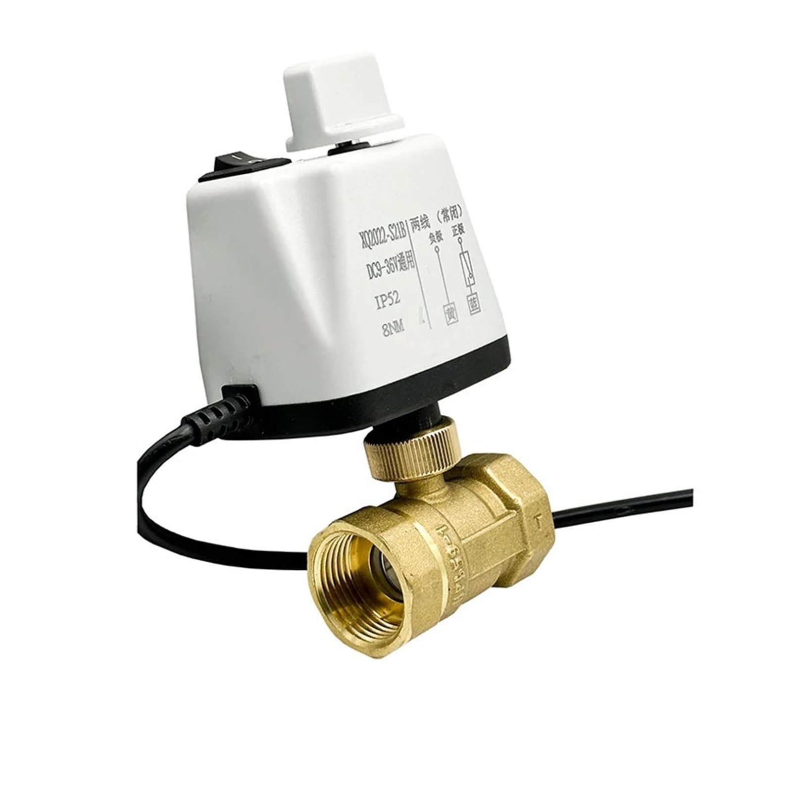 Valvola a Sfera a 2 Vie Valvola a Sfera motorizzata normalmente Chiusa/Aperta in Ottone da 1", 220 V, 12 V, 24 V, a 2 Fili, con Interruttore Manuale(Closed_110VAC)
