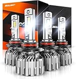 SEALIGHT 9005 9006 Fog Lights, 6500k Cool White LED Light with 20000 RPM turbo Fan 60000H Lifespan, 1:1 Mini Size Fog Lights, Pack of 4