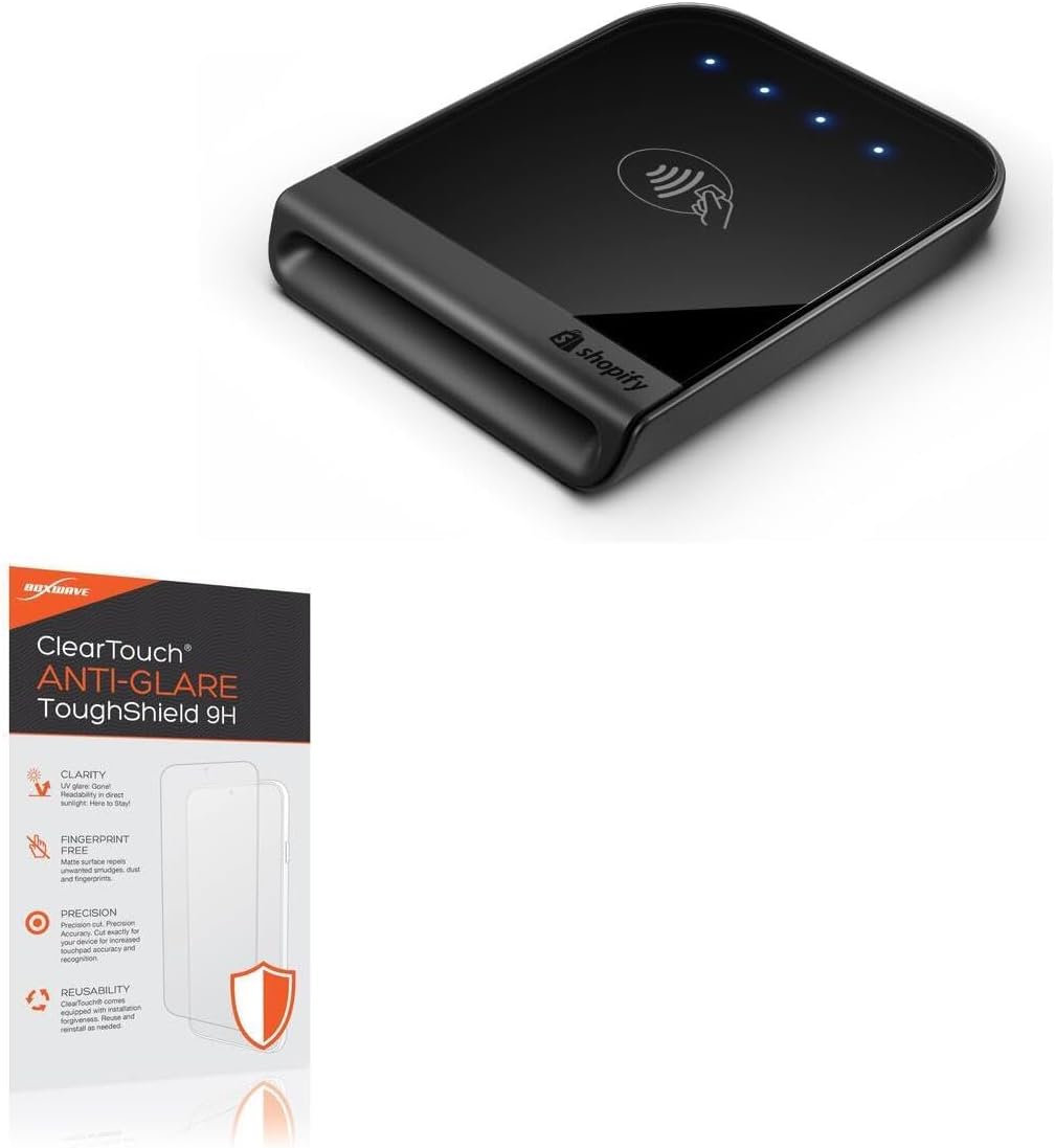 BoxWave Screen Protector Compatible with Shopify Tap & Chip Card Reader - ClearTouch Anti-Glare ToughShield 9H (2-Pack), Anti-Glare 9H Tough Flexible Film Screen Protector