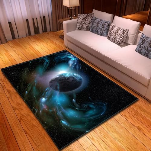 Tapis de restaurant paysage spatial 3D doux et résistant pour entrée