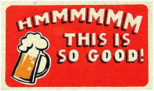 Image of Onlymat Beer Quote Printed Anti-Slip Doormat (Red) Rectangular Shaped Entryway Rug Natural Coir Material with PVC Backing for Outdoor Entrance Home Multipurpose Mats (75cm x 45cm)
