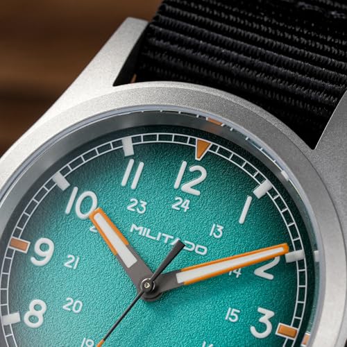 Image of Militado ML05 38mm VH31 Quartz Watch - Domed Sapphire Crystal Field Watch C3 Super Luminous Retro Sweep Wrist Watch for Men 100M Waterproof