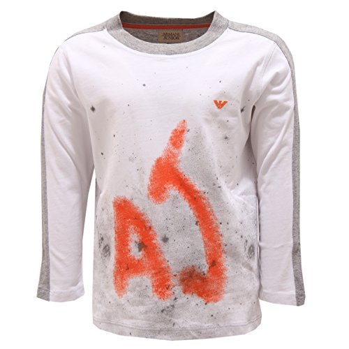 T-shirt Armani Junior grigio e bianco per bambino a maniche lunghe