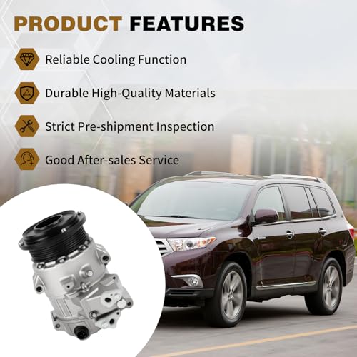 Image of 158368 Air Conditioner AC Compressor with Clutch Compatible with Toyota 2009-2016 Venza 2.7L 2009-2013 Highlander 2.7L Replace 815579 4711019 648383 CO-20759C