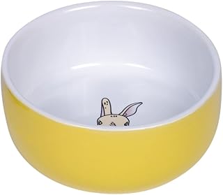 Nobby Cuenco de cerámica para roedores Rabbit, Color Amarillo y Blanco, diámetro 11 cm x 4,5 cm