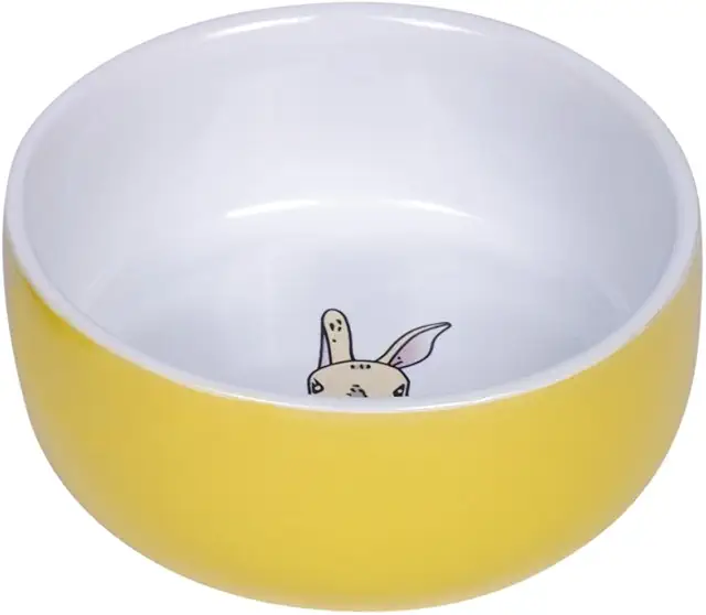 Nobby Keramik Napf Rabbit für Kaninchen, gelb/weiß Ø 11cm x 4,5 cm