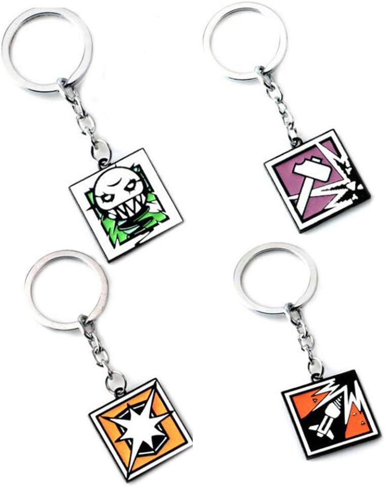 LULEZONTOY 4PCS Rainbow Six Siege Action Figure Sledge Ash Blita Ela Keychain Keyring Gift