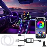 luces led para carro interior Uso versátil: esta luz ambiental para coches se puede utilizar como luz decorativa para el interior del coche o el tablero de instrumentos de noche, también se puede utilizar como luz decorativa para la atmósfera de la casa. Tira led coche interior con conector USB, diseño plug-and-play, adecuado para autocaravanas, remolques, coches, camiones, SUV, barcos, carritos de golf, etc., ofrece comodidad