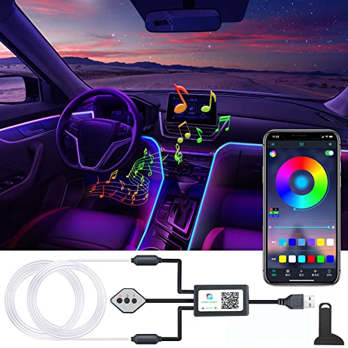 OMECO Eclairage Intérieur de Voiture LED USB 4M de LED RGB Éclairage D'ambiance pour Voiture Lumière D'ambiance Auto USB 5V avec Application Contrôlable Bande de LED Néon pour Voiture