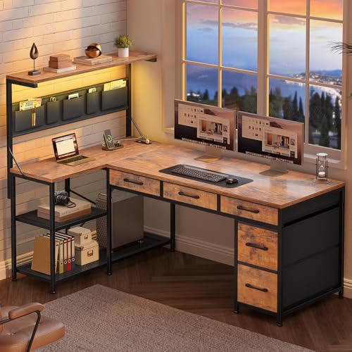 Itaar L-Shaped Desk with LED & Storage