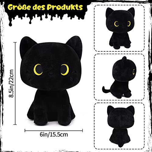 Yamepuia Schwarze Katze PlüSchtier,22CM Kawaii Katze Kuscheltier,Niedliche Cartoon Schwarze Katzen Kuscheltier Geschenke füR Kinder Jungen & MäDchen