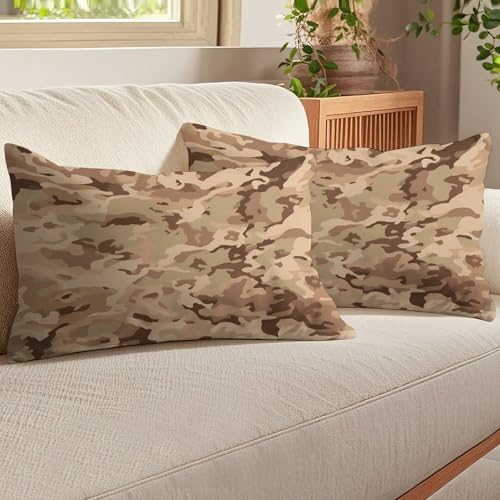 Funda de almohada lumbar para sofá 12x20 en felpa rectangular estilo camuflaje 7