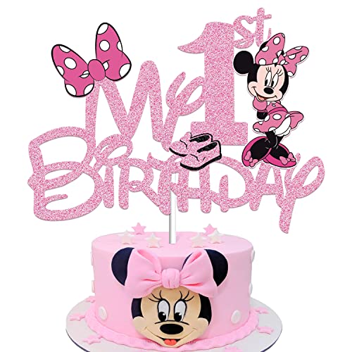Juyrle Pink 1 Year Old Cake Topper - My 1St Pink Mouse Cartoon Happy Birthday Party Decorations First Birthday Party Supplies Decor For Kids Girls Birthday Baby Shower #TOP7