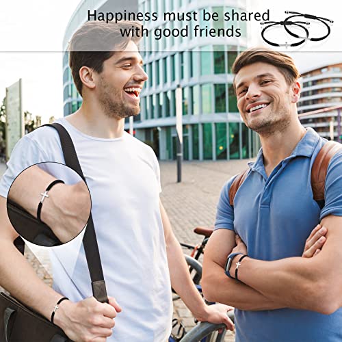 2 Pieces Friendship Cross Bracelet Black String Rope Braided Bracelet Cross Charm Adjustable Handmade Matching Couple Bracelets For Women Men Brother Kabbalah Strand Lucky Bff Bracelets (Black) #TOP1