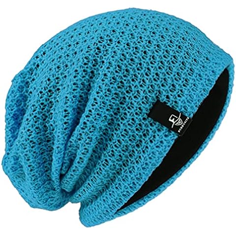 Ruphedy Men's Beanie Hat Winter Long Slouchy Oversized Beany Knitted Hat B411, B08 Turquoise, One Size Cover