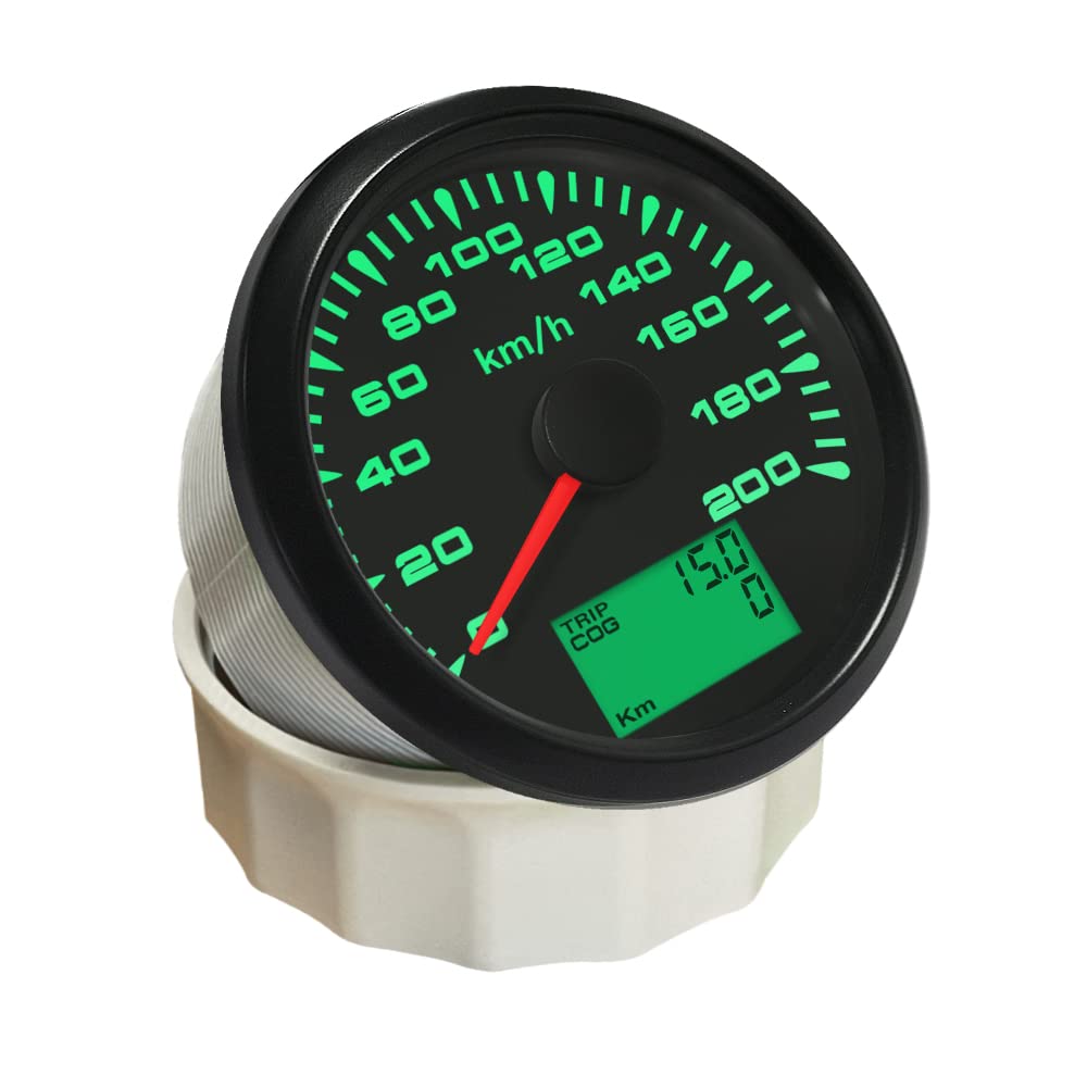 ELING velocímetro GPS universal velocímetro 0-200km/h odómetro para carreras de autos motocicleta 3-3/8 pulgadas (85mm)