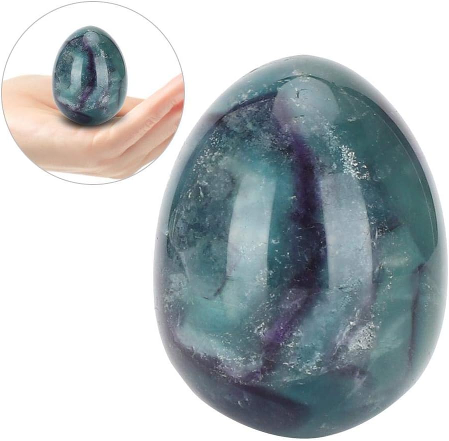 Fluorite Crystal Egg, Natural Fluorite Egg Polished Stone Egg Fluorite Stone Polished Gemstone Figurines Worry Enegry Healing Crystal Display Sphere Figurine Fengshui Home Craft Decoration
