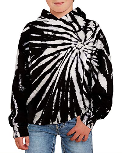 GAMISOTE Unisex Kids Tie Dye Sweatshirt Boys Girls Warm Hooded Kangaroo Pocket Pullover Hoodies Black