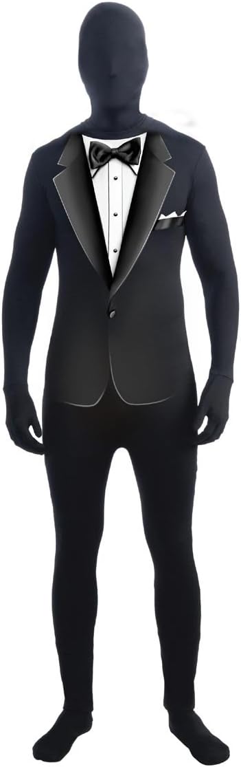 Invisible Man Black Formal Suit Adult Costume Skin Suit One Size Fits Most