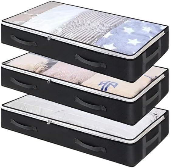 Omprela - Juego de almacenamiento debajo de la cama de 90 litros contenedores de almacenamiento duraderos y organizador de armario para