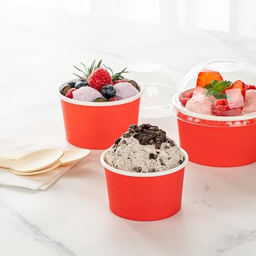 Miniatura 6 de Coppetta - Vasos de postre de 3 onzas, 50 tazas desechables para helado, tapas se venden por separado, cuencos de yogur congelado de papel rojo,