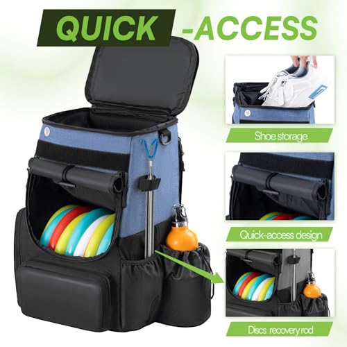 image for UNIHIMAL Disc Golf Bag, Heavy Duty 600D Polyester, Disc Golf Backpack 