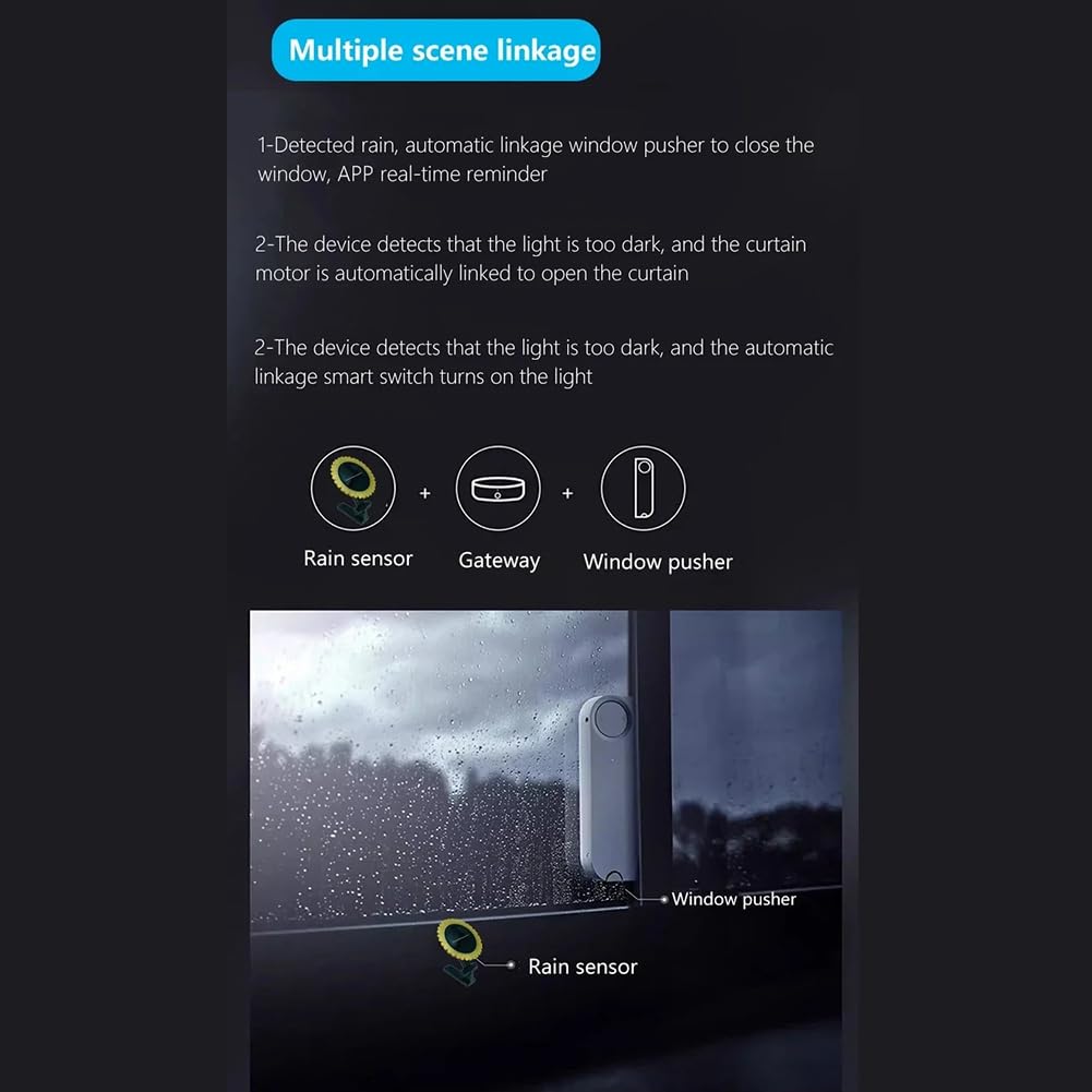 Tuya Smart Zigbee Capteur de pluie avec détecteur de lumière, fonctionnement solaire, capteur de pluie étanche IPX6, télécommande