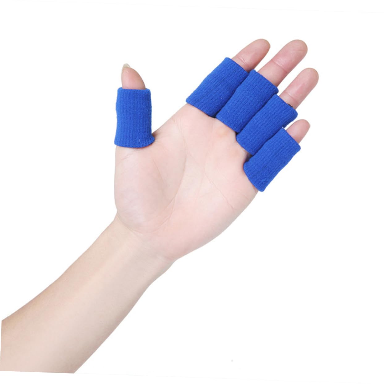 Gogogmee 10 Pieces Finger Protector Finger Sleeves Sports Sleeves Finger Braces Thumb Braces Blue