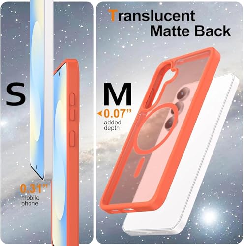 Image of Elzzi Magnetic Guard Case for Samsung Galaxy S25 FE 5G Cover, Compatible with MagSafe Translucent Matte Hard PC + TPU Hybrid Back Cover, Slim Shock-Resistant Anti-Scratch Protective Case (Coral)