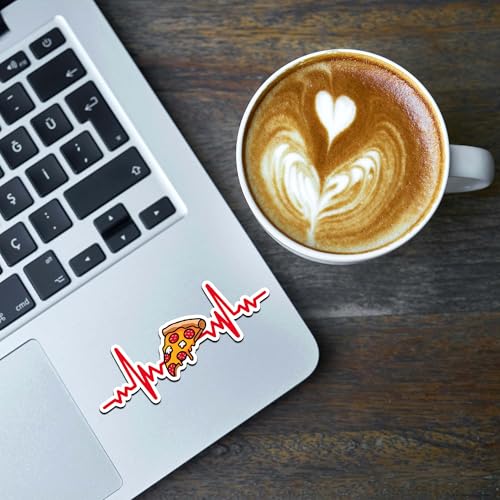 Image of Pizza Sticker 8 Pcs (Large Size) Vinyl Stickers Laptop Waterproof Decal for Car Bumper Water Bottle Notebook Luggage Window Birthday Decorations - Size 4 Inches