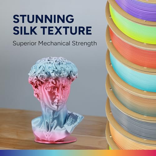 Image of OVERTURE Silk PLA Rainbow Filament 1.75mm, Bi-Color Shiny PLA Finish, Smooth & Glossy, 1kg Spool (2.2lbs), Ideal for Cosplay Jewelry & Home Decor (Silk Vaporwave)