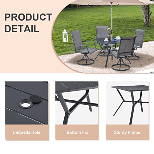 Vicllax 5 Piece Outdoor Patio Table And Chair Set For 4, Outdoor Dining Set With 4 Swivel Patio Chairs With Breathable Fabric And 1 Outdoor Dining Table For Backyard Garden Deck,36" Grey #TOP5