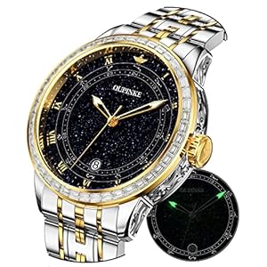 OUPINKE Automatic Watches for Men Starry Sky Luxury Mechanical Waterproof Date Luminous Sapphire Tungsten Steel Wrist Watch