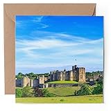 1 tarjeta de felicitación – Castillo de Alnwick Northumberland Inglaterra Reino Unido – Blanco Cumpleaños Celebración Aniversario #50071