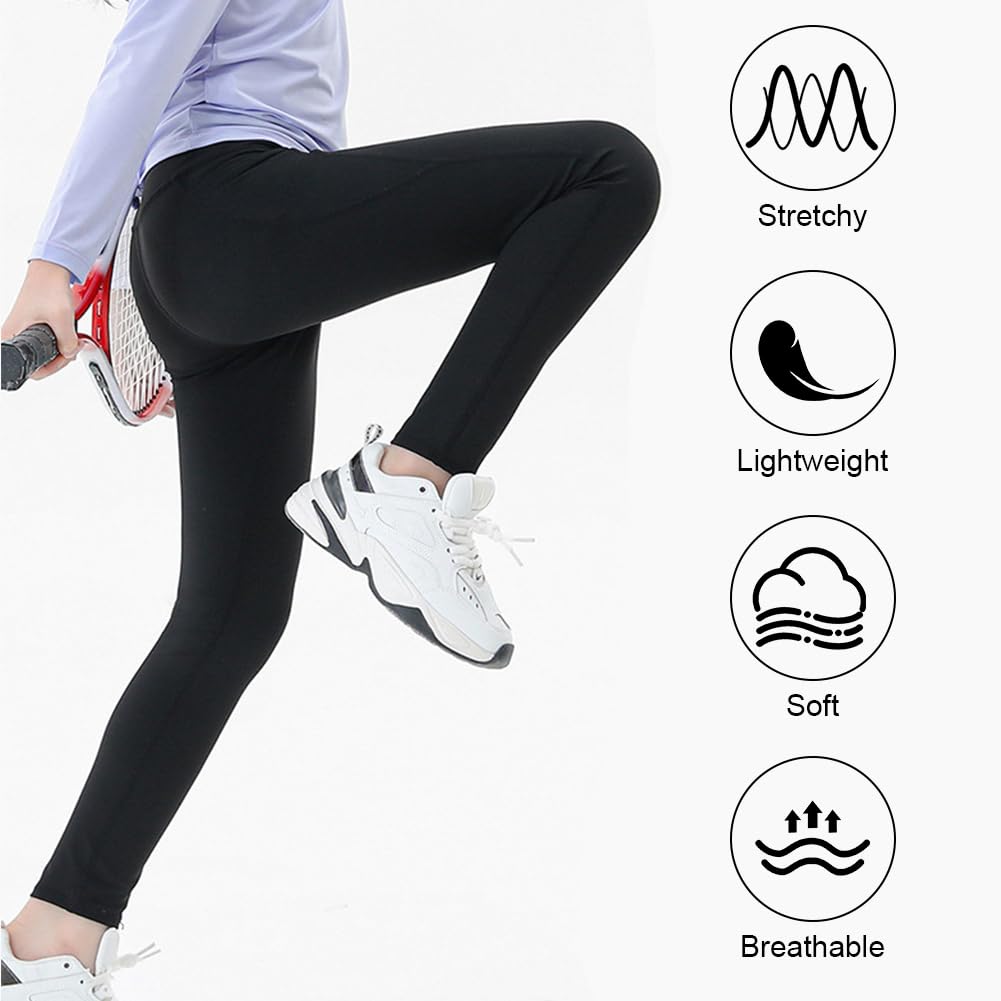 Vicloon Leggings Sportivi Nero da Bambino, Elastici Comodi per Yoga, Danza, Esercizio, Jogging, Balletto e Ginnastica