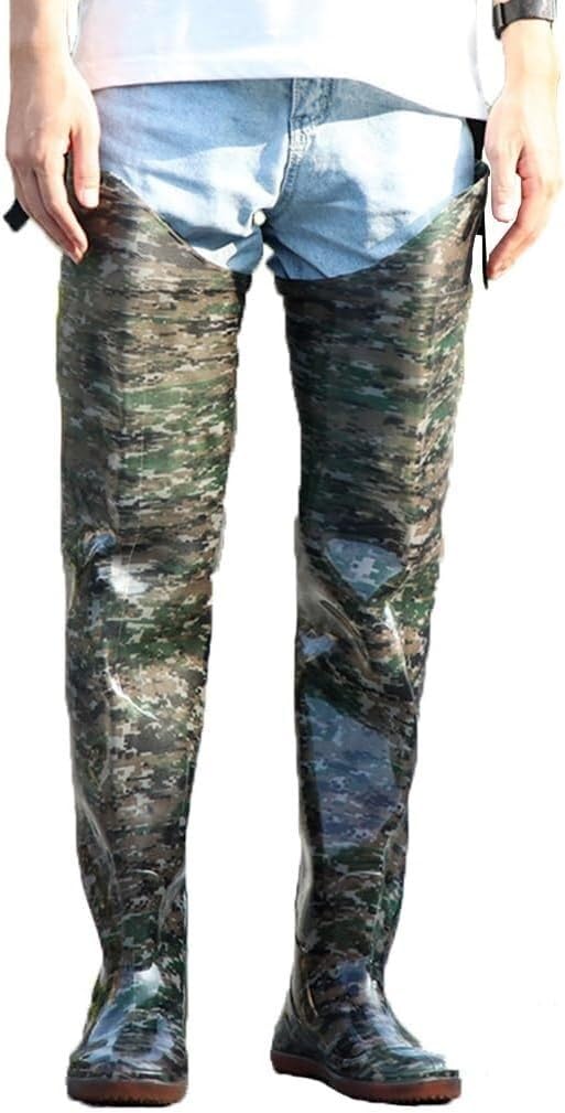 Pantalones de pesca hipsters de PVC talla 38 EU con zapatos de caza y hebilla ajustable
