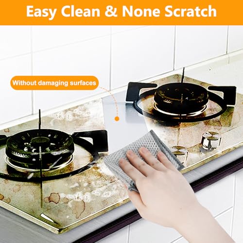 Image of Extra-Large Size Multipurpose Wire Dishwashing Rag,Non Scratch Wire Dishcloth, Reusable Steel Wool Scrubber,Non-Scratch,Quick-Drying,Multi-Purpose for Kitchen,Bathroom Cleaning (15)